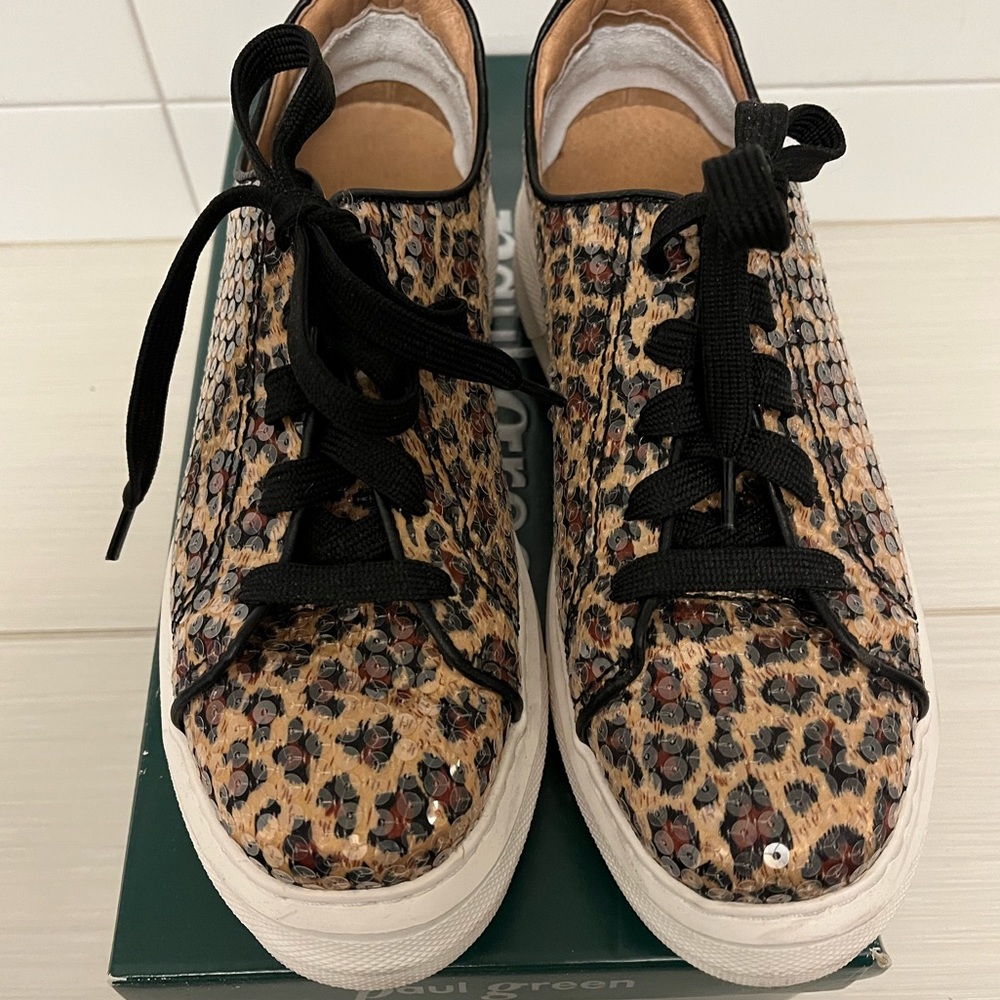 All Black Leopard Sequin Sneakers